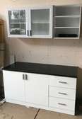 Meuble cuisine blanc bois plan noir 3 tiroirs