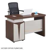 Table Bureau Bois Stratifié 3 Tiroirs Brun