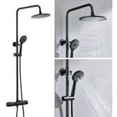 Colonne de douche thermostatique noire mat effet pluie