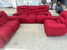 Canapé 6 places rouge vif tissu doux moderne