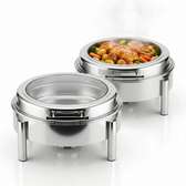 Chafing Dish Inox Rond avec Couvercle Verre