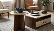 Table basse duo effet marbre 60x80 cm avec tiroir bois