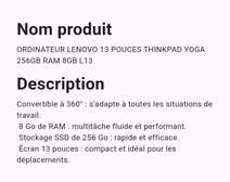 Lenovo Thinkpad Yoga 8 Go - 256 SSD