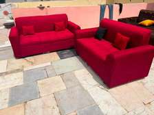 Canapé d'angle rouge vif tissu 5 places confortable