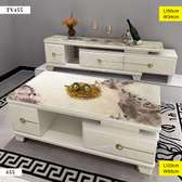 ENSEMBLE MEUBLE TV ET TABLE BASSE MARBRE ET BEIGE