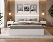 LIT 160X190 CM BLANC LITB002 + CHEVET 41X37X40 CM CNB001