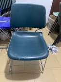 Chaise bureau bleu foncé métal chromé ergonomique