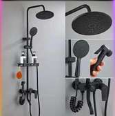 Ensemble douche pluie noir mat carré + douchette main