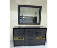 Armoire 6 portes gris foncé laquée design moderne