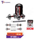 Haltère de musculation 20kg ajustable avec barre