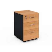 Caisson rangement bureau bois clair 3 tiroirs serrure