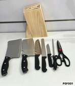 Ensemble 6 couteaux cuisine lame inox bloc bois