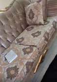 Canapé classique royal 8 places velours beige doré