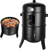 Fumoir barbecue vertical acier noir avec thermomètre