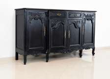 Buffet / Enfilade style Louis XV noir patiné – Bois massif
