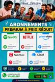 Abonnements Netflix Spotify Apple Music et Prime Video