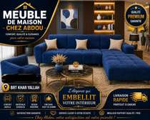 Canapé d'angle bleu profond confort premium