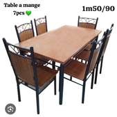 Ensemble salle à manger 7 pcs métal bois 1,50m