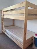 Lit superposé bois naturel 2 places avec matelas