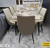TABLE À MANGER C140(1+6) - Marron/Beige
