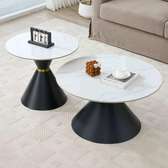 Tables basses design marbre noir et doré ensemble 2