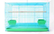 Cage oiseaux grande taille bleu vert perchoir bois