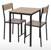 Ensemble table et 2 chaises compacte métal bois