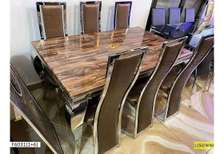 F6031 ensemble table 150cm + 6 chaises bois chromé