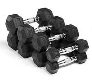 Haltères hexagonaux 2.5-22.5 kg caoutchouc noir