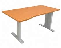 Bureau ergonomique bois clair avec pieds métal gris