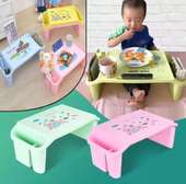 Table enfant pliable jaune/rose/vert avec rangements