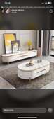 Table basse design blanc doré avec rangement intégré