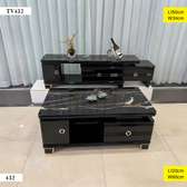ENSEMBLE MEUBLE TV ET TABLE BASSE NOIR EFFET MARBRE ET DORÉ