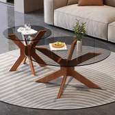 Table basse duo en verre modernes support en bois