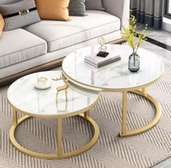 Tables basses rondes effet marbre x2