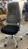 Chaise bureau ergonomique dossier haut tissu noir