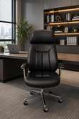 Chaise bureau cuir noir dossier haut ergonomique