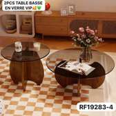 Table basse 2pcs en bois desous verre