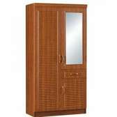 Armoire bois 2 portes miroir et tiroir