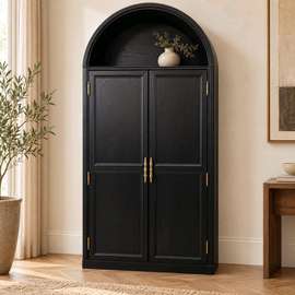 Armoire noire niche arquée 2 portes bois
