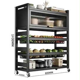 Étagère cuisine multifonction  noire mobile