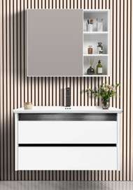 Meuble salle de bain miroir robinet noir