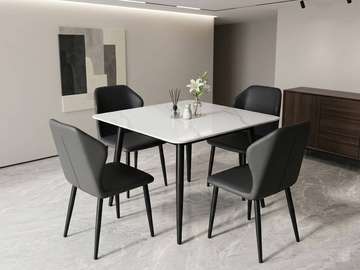 TABLE A MANGER 4PLACES 90X90 CM BLANC NOIR