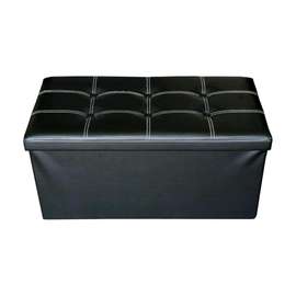 Pouf de rangement 2 places pliable en similicuir