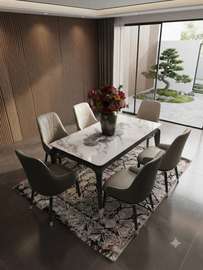 Table à manger 6 chaises marbre blanc design