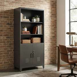 Bibliothèque Industrielle Anthracite 80x32x180 Cm Acier