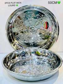 Lot 2 plats inox 50 cm
