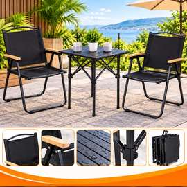 Salon de jardin pliable 2 fauteuils métal et bois