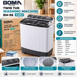 Machine à laver BOMN 9,8 kg à double cuve