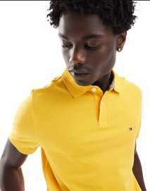 Tommy Hilfiger Polo Jaune Manches Courtes Ajusté
